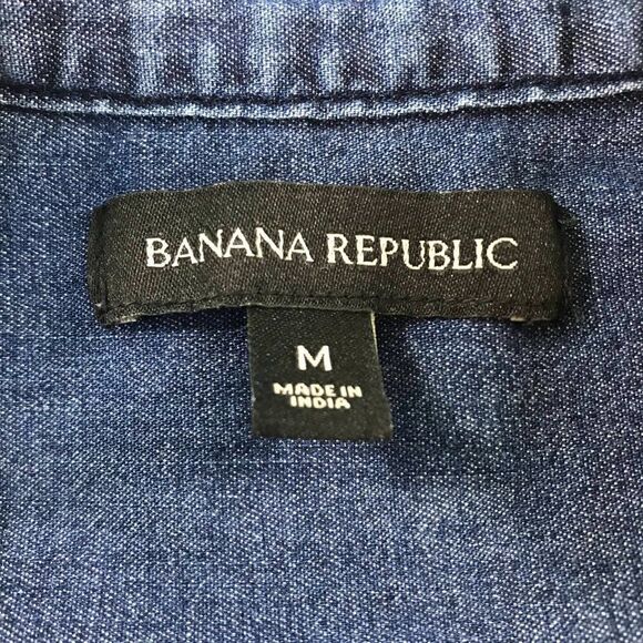 Banana Republic Women Blue Denim Blouse Medium - Picture 4 of 9